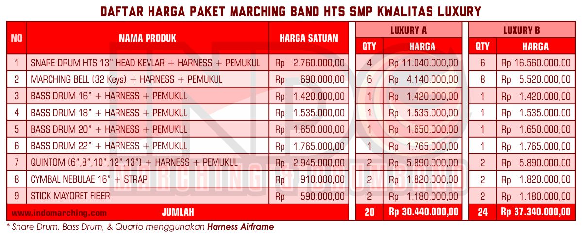 Harga Marching Band SMP - Luxury A