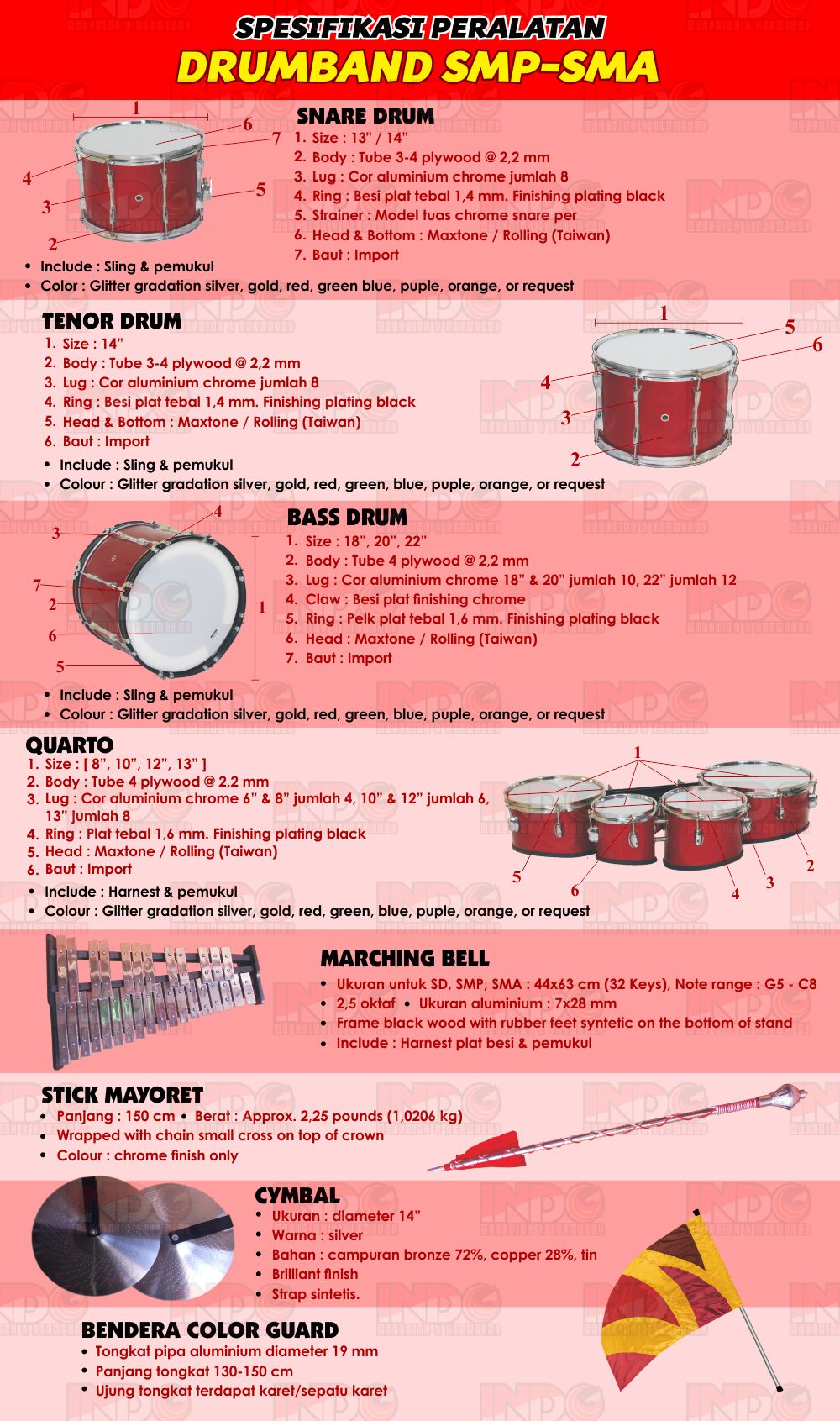 Spesifikasi Alat Drumband SMP-SMA IM 2022